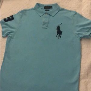 Polo Ralph Lauren aqua blue with navy blue logo